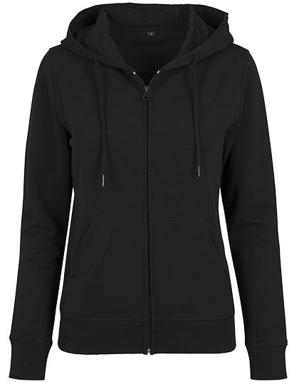 Build Your Brand - Terry Dames Hoodie met Rits - Black