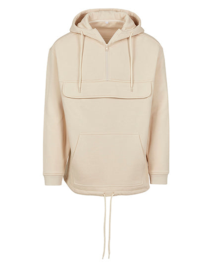 Build Your Brand - Sweat Pullover Hoodie met halve Rits - Sand