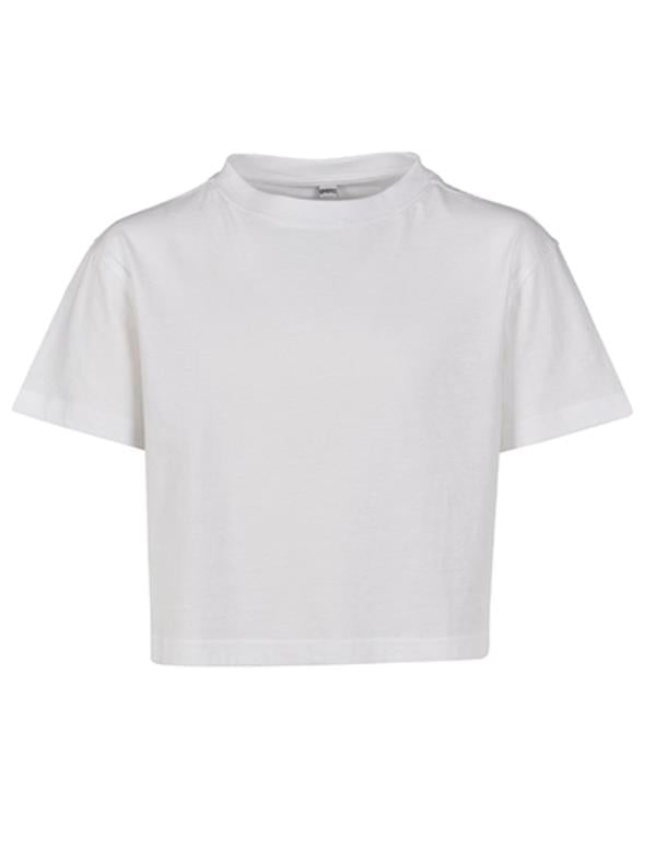 Build Your Brand - Cropped Jersey Meiden T-Shirt - White