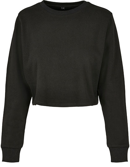 Ladies Terry Cropped Crew Black