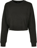 Ladies Terry Cropped Crew Black