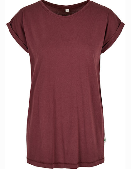 Build Your Brand - Organic Extended Shoulder Dames T-Shirt - Cherry