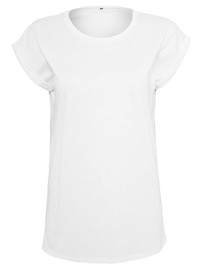 Build Your Brand - Organic Extended Shoulder Dames T-Shirt - White