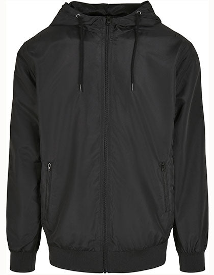 Build Your Brand - Recycled Windrunner Jas - Black/Black