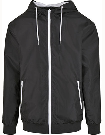 Build Your Brand - Recycled Windrunner Jas - Black/White