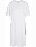 Build Your Brand – Oversized Slit T-Shirt Jurk dames – White – 100% biologisch katoen