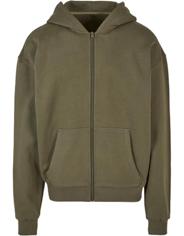 Build Your Brand - Ultra Heavy Hoodie met Rits - Olive