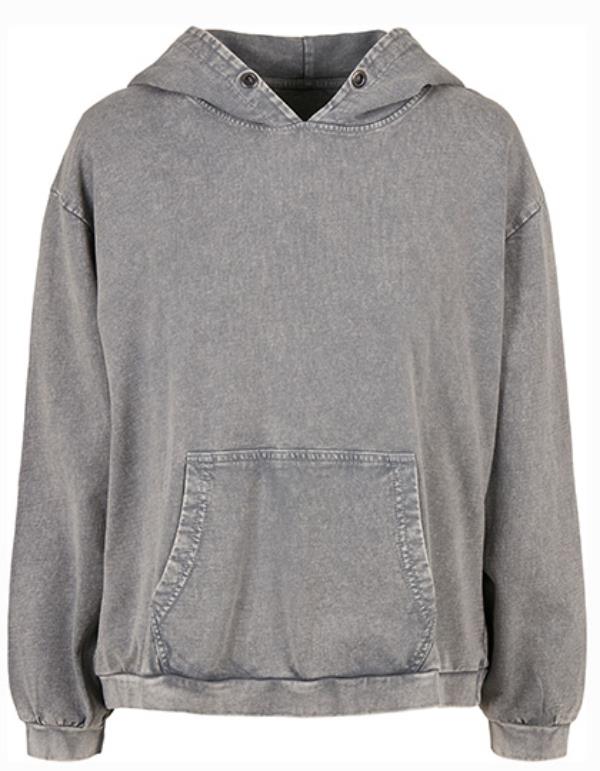 Build Your Brand - Acid Washed Oversize Dames Hoodie - Asphalt