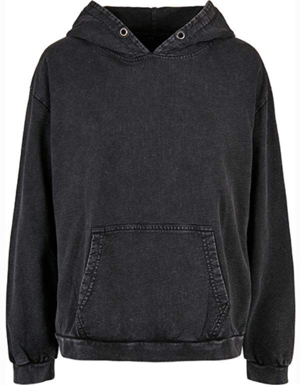 Build Your Brand - Acid Washed Oversize Dames Hoodie - Black