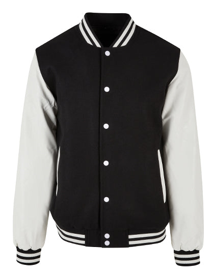 Build Your Brand - Oldschool College Jacket - Black/White