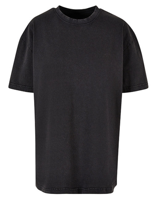 Build Your Brand - Ladies Oversized Acid Wash Tee - Black