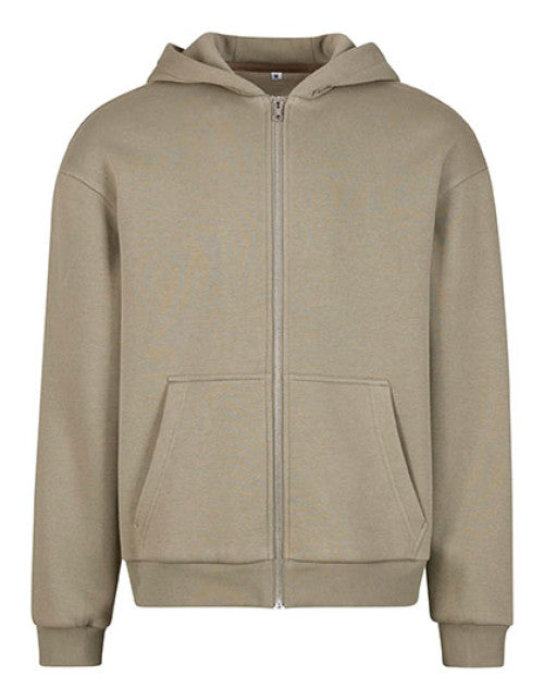 Build Your Brand - Fluffy Zip Hoody - Pale Olive