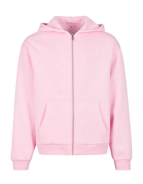 Build Your Brand - Fluffy Zip Hoody - Soft Pink