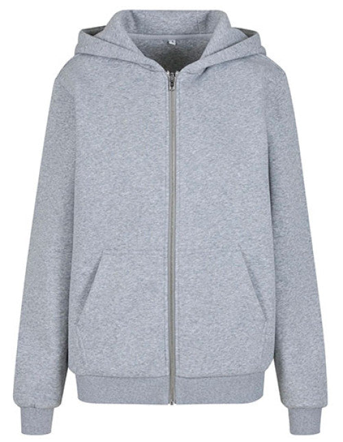 Build Your Brand - Ladies Fluffy Zip Hoody - Heather Grey