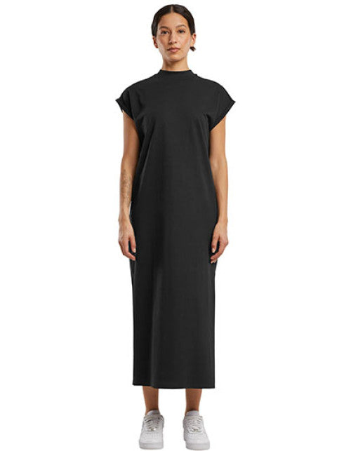 Build Your Brand - Ladies Long Extended Shoulder Dress - Black