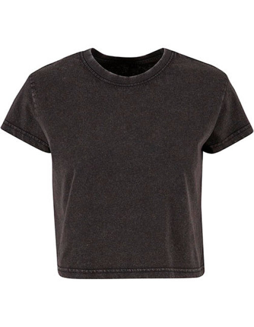 Build Your Brand - Ladies Vintage Cropped Tee - Black
