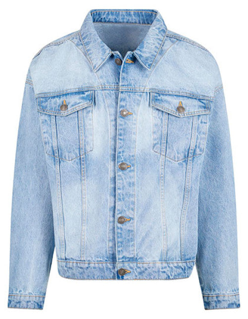 Build Your Brand - Heavy Ounce Boxy Denim Jacket - New Light Blue Washed