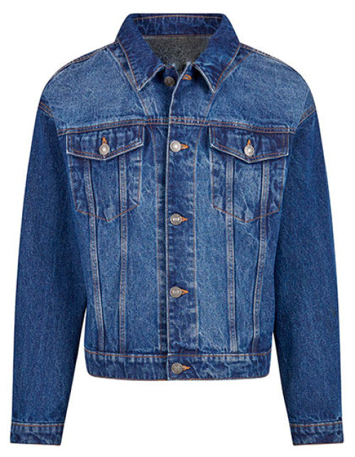 Build Your Brand - Heavy Ounce Boxy Denim Jacket - New Mid Blue Washed