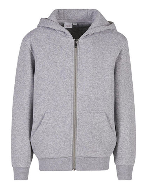 Build Your Brand - Kids Fluffy Zip Hoody - Heather Grey