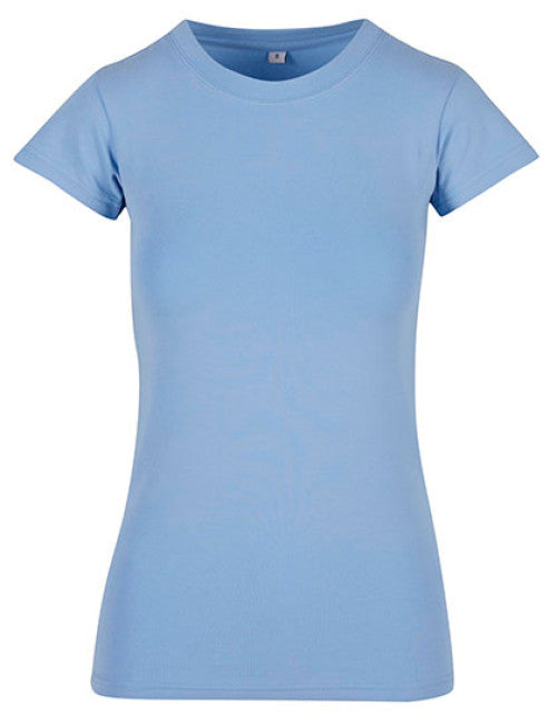 Build Your Brand - Ladies Basic Stretch Tee - Powder Blue
