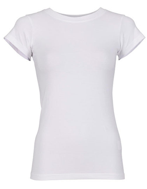 Build Your Brand - Ladies Basic Stretch Tee - White