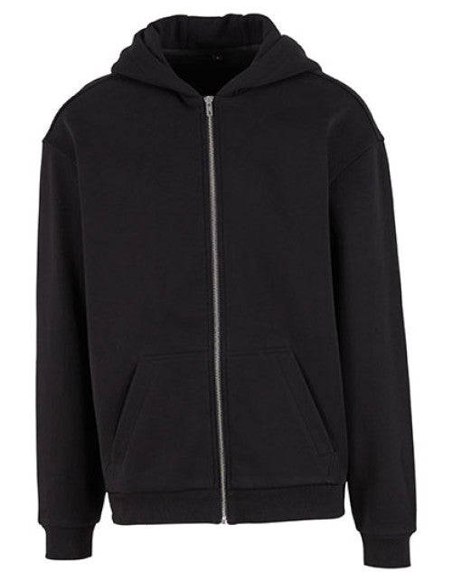 Build Your Brand - Loose Fit Zip Hoody - Black