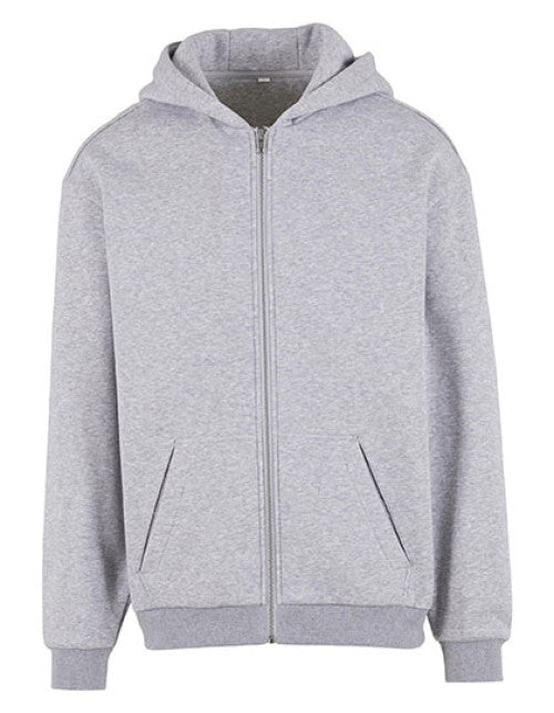 Build Your Brand - Loose Fit Zip Hoody - Heather Grey