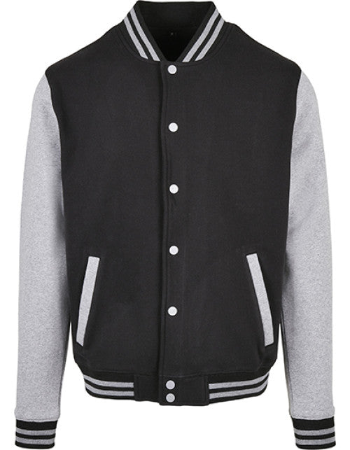 Build Your Brand Basic - Basic College Jacket - Black / Heather Grey
