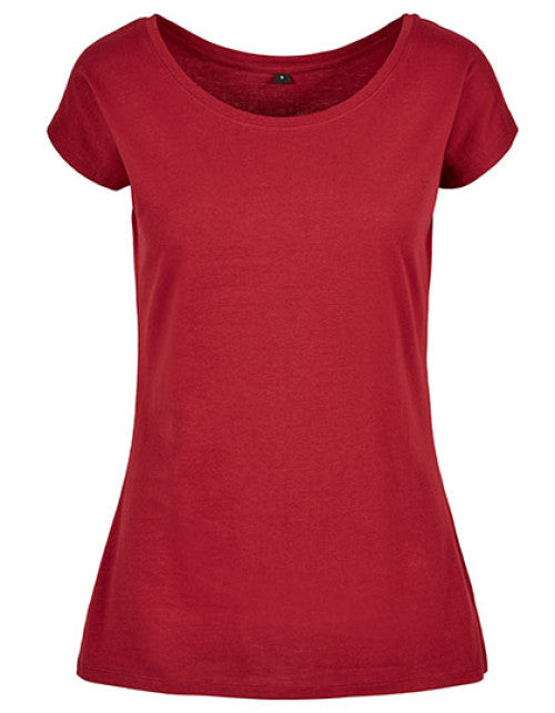 Build Your Brand Basic - Ladies´ Wide Neck Tee - Burgundy