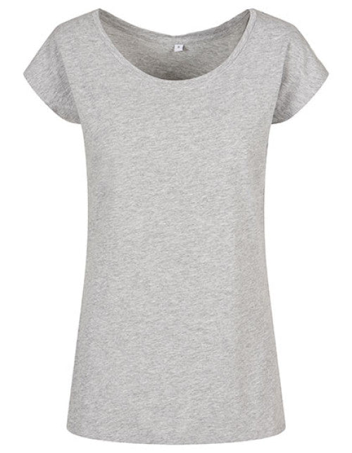 Build Your Brand Basic - Ladies´ Wide Neck Tee - Heather Grey