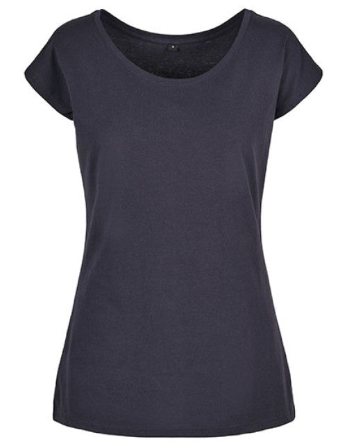 Build Your Brand Basic - Ladies´ Wide Neck Tee - Navy