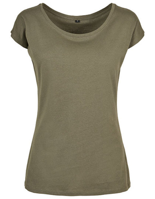 Build Your Brand Basic - Ladies´ Wide Neck Tee - Olive