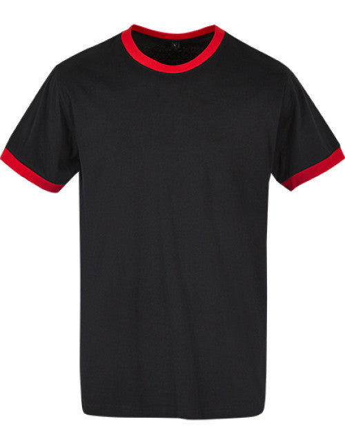 Build Your Brand Basic - Men´s Ringer Tee - Black / City Red