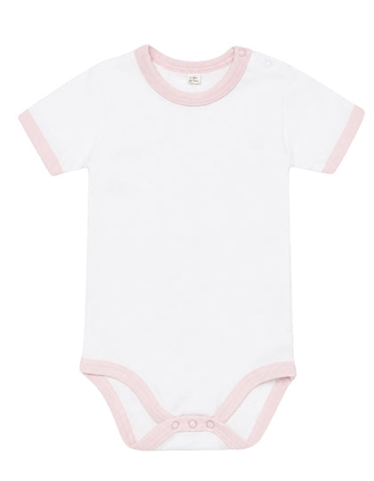 Babybugz - Baby Ringer Bodysuit - White / Powder Pink