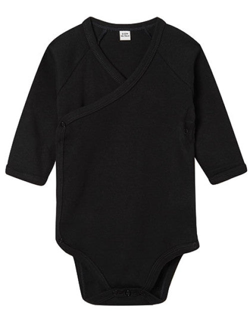 Babybugz - Baby Long Sleeve Kimono Bodysuit - Black