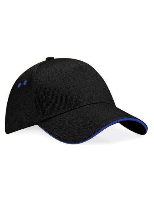 Beechfield - Ultimate 5 Panel Cap - Sandwich Peak - Black / Bright Royal
