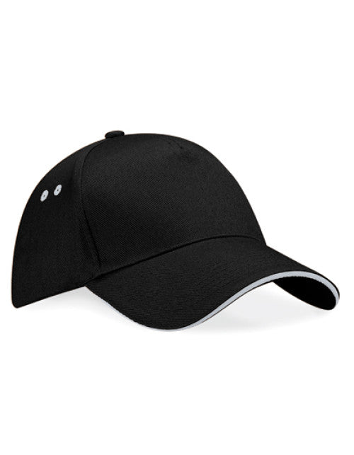 Beechfield - Ultimate 5 Panel Cap - Sandwich Peak - Black / Light Grey