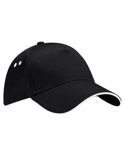 Beechfield - Ultimate 5 Panel Cap - Sandwich Peak - Black / White