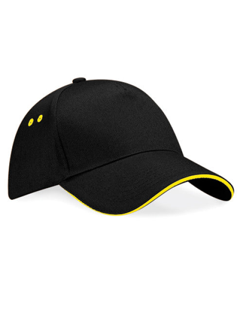 Beechfield - Ultimate 5 Panel Cap - Sandwich Peak - Black / Yellow
