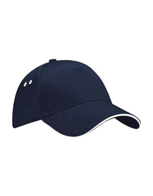 Beechfield - Ultimate 5 Panel Cap - Sandwich Peak - French Navy / White