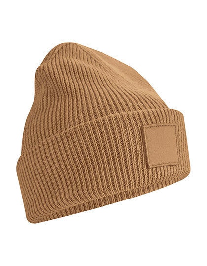 Beechfield - Deep Cuffed Tonal Patch Beanie - Biscuit