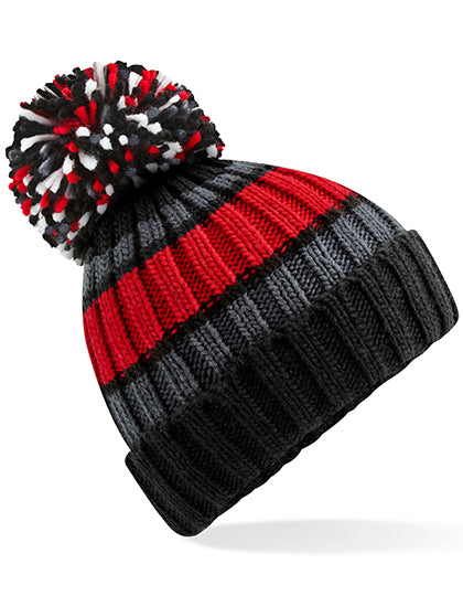 Beechfield - Hygge Gestreepte Muts – Black Cherry