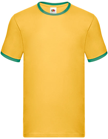 Fruit of the Loom - Ringer T-Shirt - Sunflower/Kelly Green