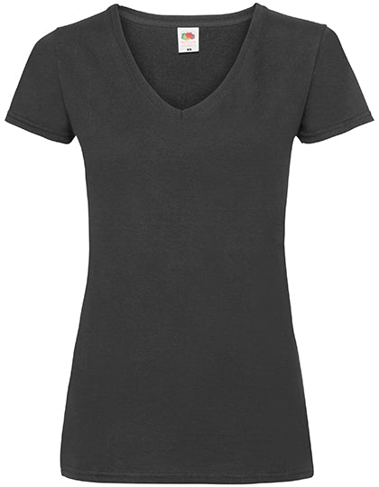 Fruit of the Loom - Valueweight V-Hals Dames T-Shirt - Black