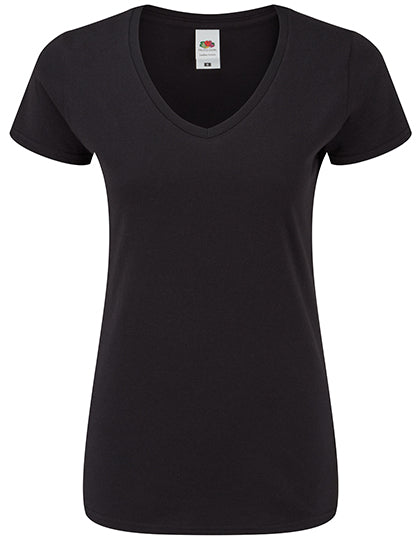 Fruit of the Loom - Iconic 150 V-Hals Dames T-Shirt - Black
