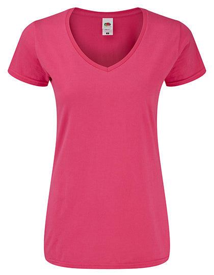Fruit of the Loom - Iconic 150 V-Hals Dames T-Shirt - Fuchsia