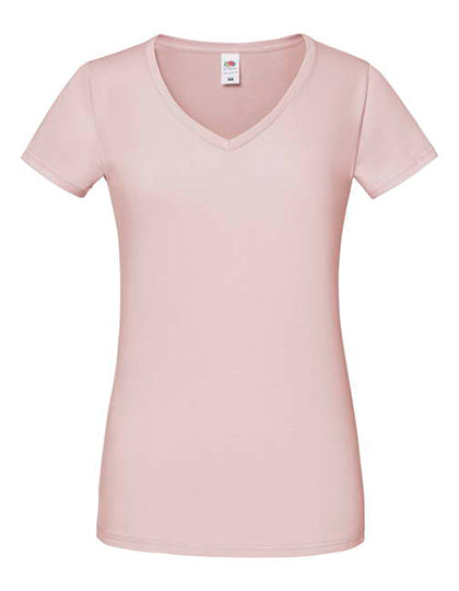 Fruit of the Loom - Iconic 150 V-Hals Dames T-Shirt - Powder Rose