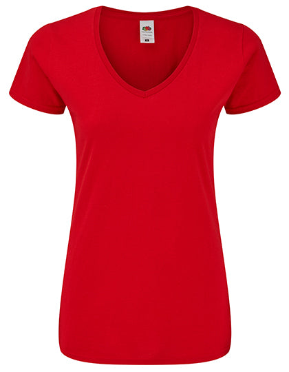 Fruit of the Loom - Iconic 150 V-Hals Dames T-Shirt - Red
