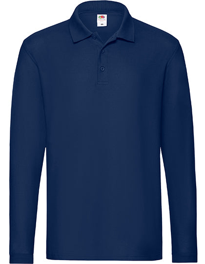 Fruit of the Loom - Premium Long Sleeve Polo - Navy – Meerkleding