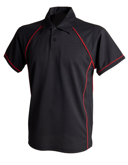 Finden+Hales - Men´s Piped Performance Polo - Black / Red
